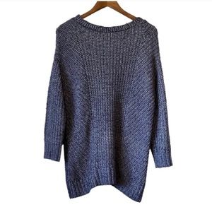 Lou & Grey Oversized Relaxed Fit Knitted Knit Long Sleeve Sweater Shirt Top Blue
